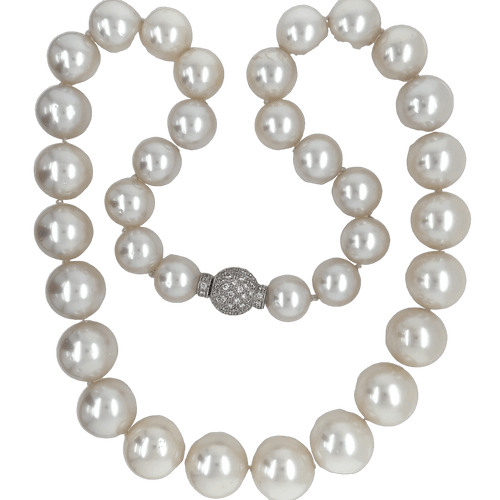 Collier Collier de diamants et perles blanches d'Australie 58 Facettes