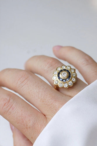 Bague Bague Marguerite style Art Déco diamants saphirs 58 Facettes