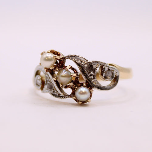 Bague Bague Trilogie Belle Epoque Perles fines Diamants 58 Facettes