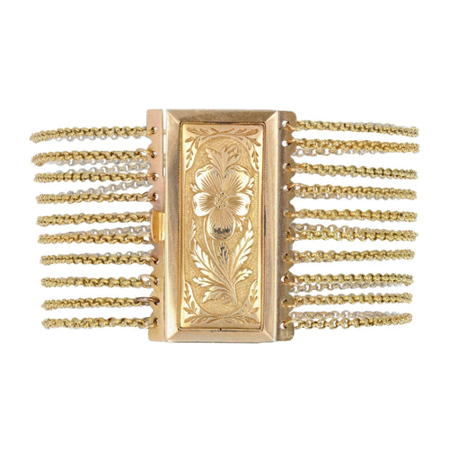 Bracelet Bracelet ancien chaines et son fermoir à la pensée 58 Facettes 22-258