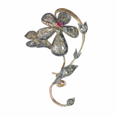 Broche Broche branche fleurie, diamants 58 Facettes 23031-0050