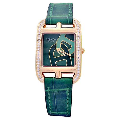 Montre Montre Hermès, "Cape Cod", or rose, diamants, cuir. 58 Facettes 33529