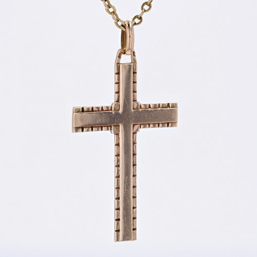 Pendentif Croix plate en or rose 58 Facettes CVP64