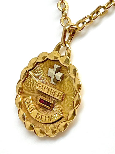 Pendentif AUGIS - Chaîne et pendentif vintage en or, médaille d’amour 58 Facettes