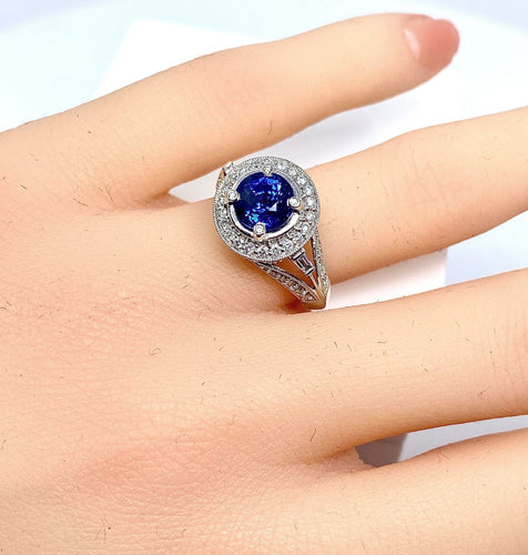 Bague 54 Bague cocktail saphir diamants 58 Facettes AB153