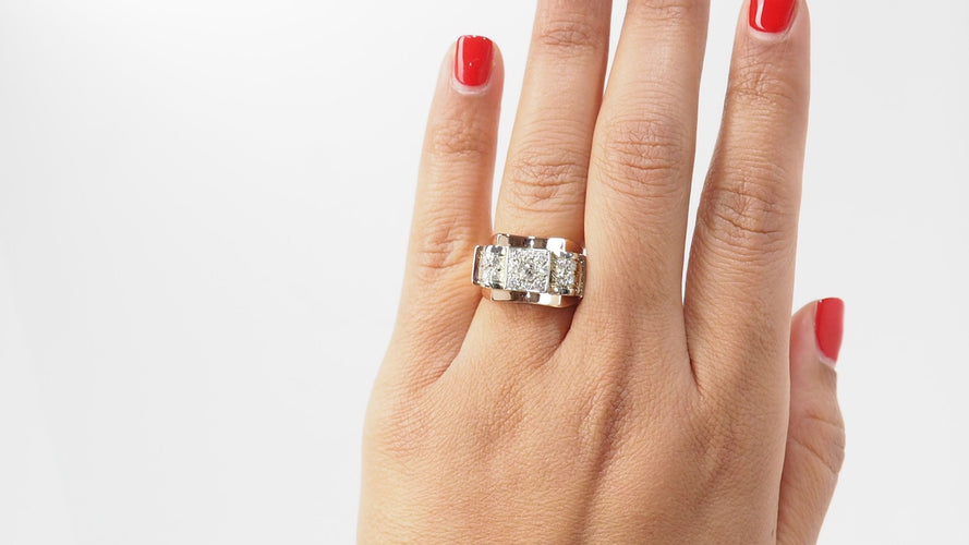 Bague 54 Bague Tank en or rose et diamants 58 Facettes 32563