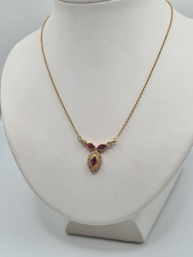 Collier Collier or jaune diamants rubis 58 Facettes