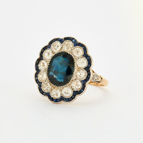 Bague 53.5 Bague Art Déco Marguerite Saphir Diamants 58 Facettes 230280