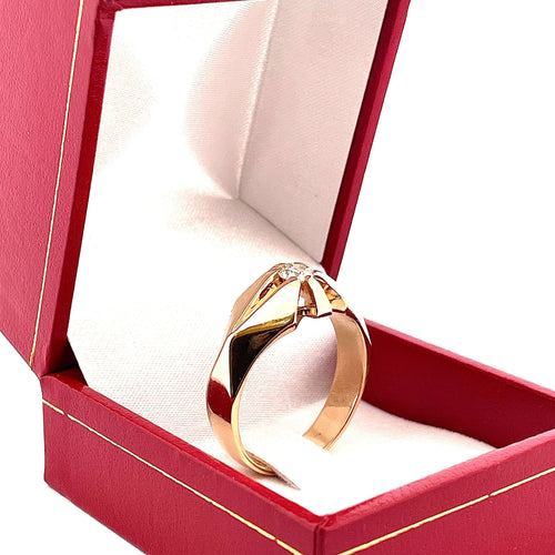 Bague 63 Chevalière homme vintage or jaune et diamant 58 Facettes