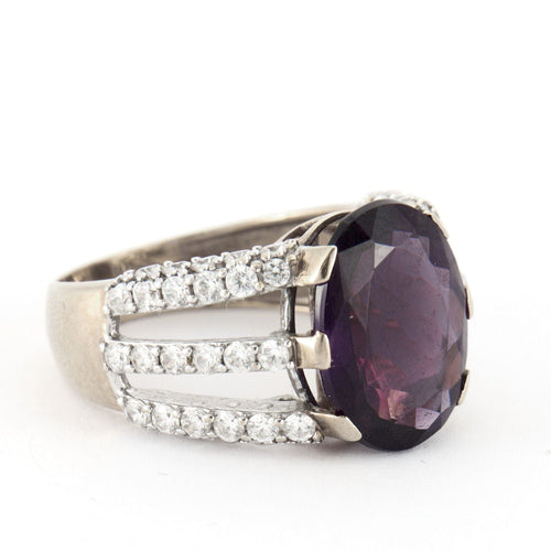 Bague 59 Bague Cocktail améthyste et pierres blanches 58 Facettes 1