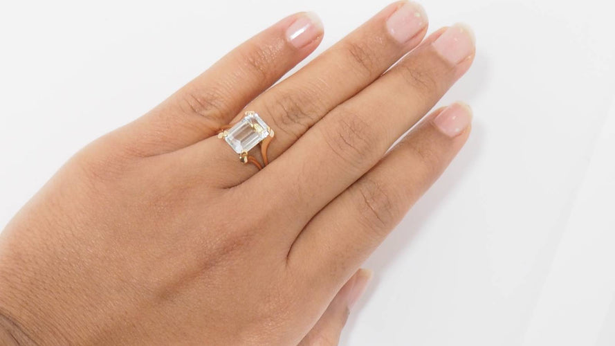 Bague Bague vintage or jaune et aigue-marine 58 Facettes 30982