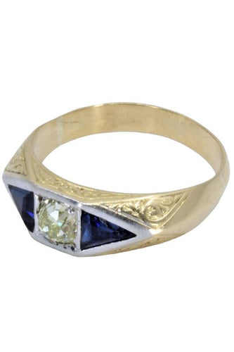 Bague BAGUE ART DÉCO SAPHIRS ET DIAMANTS 58 Facettes 059611