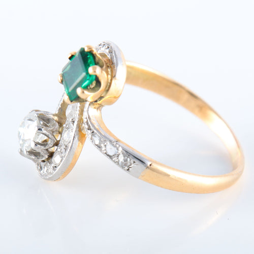 Bague Bague Toi & Moi émeraude diamant 58 Facettes 2845