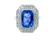 Bague Bague style Art-Deco or blanc, saphir et diamants 58 Facettes
