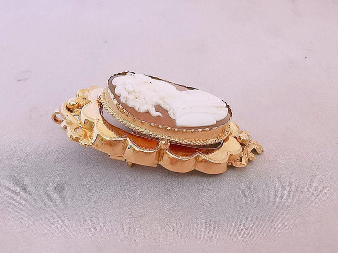 Pendentif Pendentif/Broche Camée sur Agate Or Rose 58 Facettes AA 1463