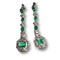 Boucles d'oreilles Boucles d'oreilles en platine de style Art Déco avec diamants et émeraude 58 Facettes Q725A