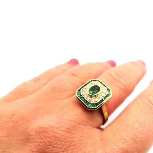 Bague 57 Bague Vintage diamants émeraudes 58 Facettes 3510