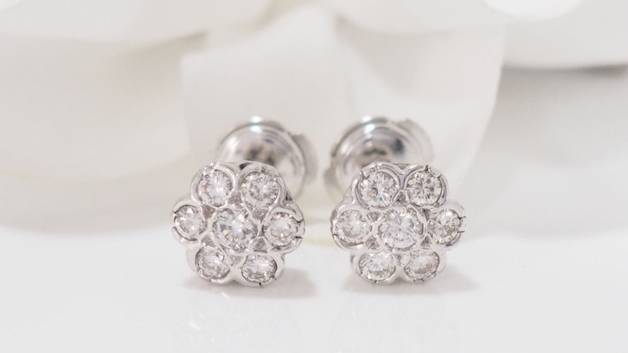 Boucles d'oreilles Boucles d'Oreilles en Or blanc & Diamants 58 Facettes 32248