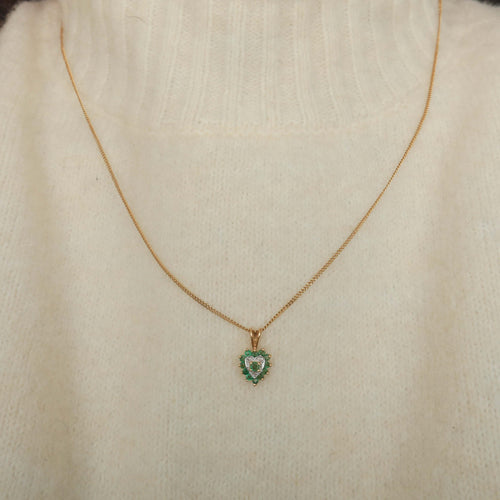 Collier Collier coeur émeraudes or jaune 58 Facettes 2788