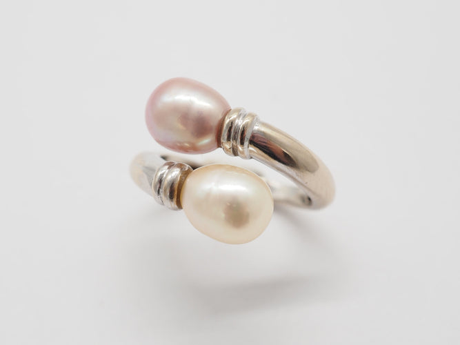 Bague 52 Bague Toi et moi or blanc et perle 58 Facettes