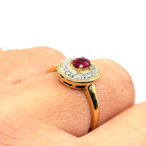 Bague 54 Bague or jaune diamants rubis 58 Facettes V43