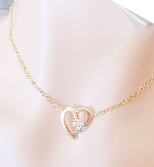 Collier Collier Coeur Diamant central 0,20 ct Or Jaune 58 Facettes AA 1498