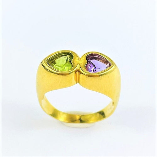Bague 58 Bague Double Cœur Améthyste Péridot 58 Facettes 20400000613