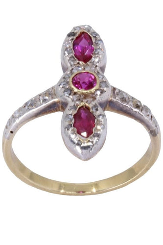 Bague BAGUE ART-NOUVEAU RUBIS ET DIAMANTS 58 Facettes 073021