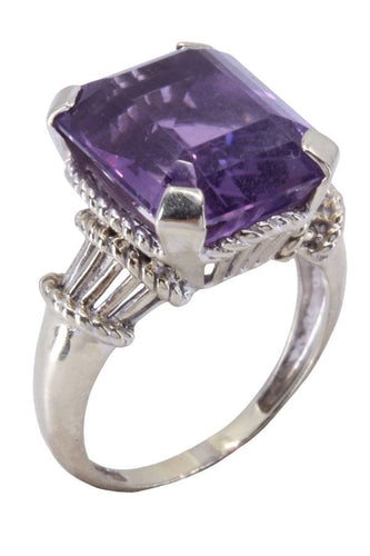 Bague Bague or blanc et améthyste 58 Facettes 074791