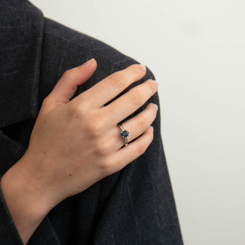 Bague 52 Bague Saphir ovale Diamants 58 Facettes 323506