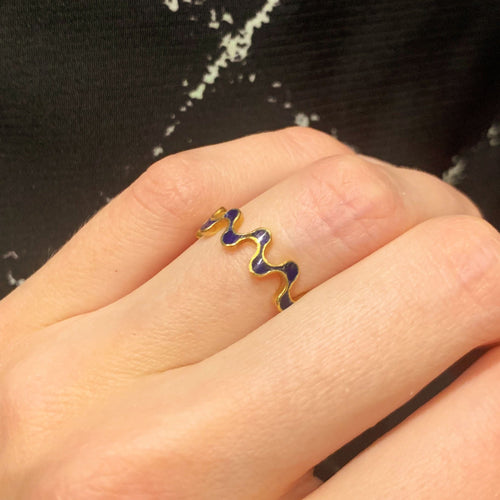 Bague 47 Anneau Vague Bleue 58 Facettes