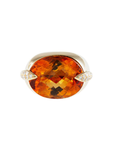 Bague 52 Bague Or jaune Citrine Diamants 58 Facettes