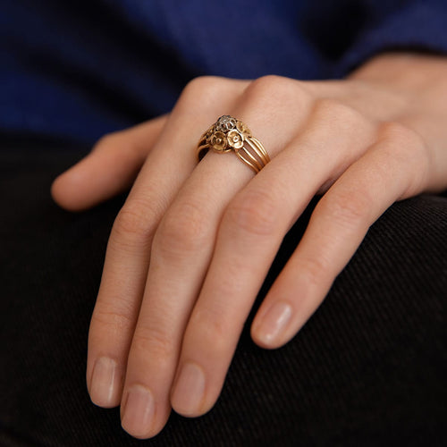 Bague 60 Bague motifs floraux et Diamant 58 Facettes JB21