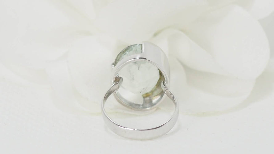 Bague 50 Bague Or blanc et Aigue-marine 58 Facettes 31805