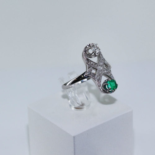 Bague Bague Duo émeraude et diamants 58 Facettes