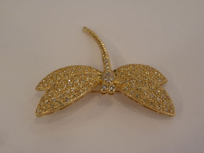 Broche Broche Pendentif Libellule, Or Jaune & Diamants 58 Facettes