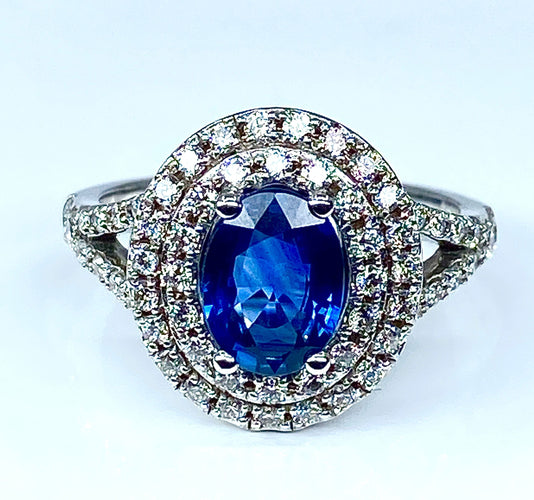 Bague 52 Bague Saphir entourage diamants 58 Facettes AB251