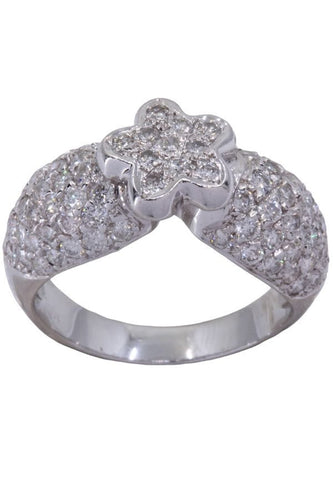 Bague 56 BAGUE FLEUR OR BLANC PAVAGE DIAMANTS 58 Facettes 078341