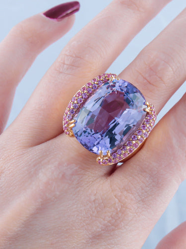 Bague 52 Bague Améthyste Saphirs roses 58 Facettes