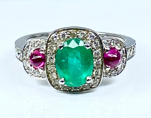 Bague 52 Bague émeraude rubis diamants 58 Facettes AB249