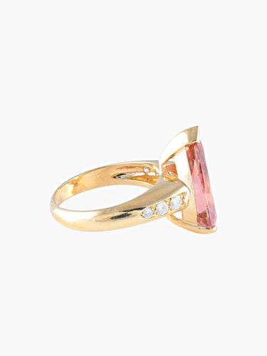 Bague 52 Bague Tourmaline pêche Diamants 58 Facettes