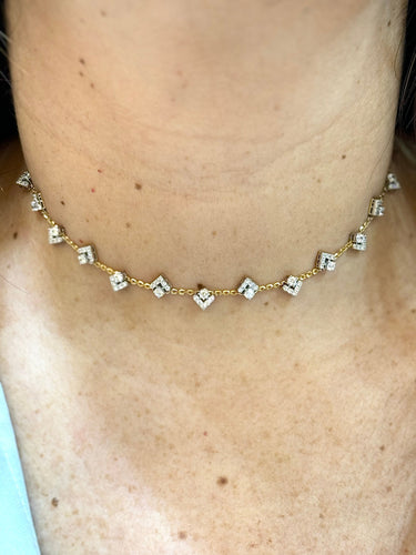 Collier Collier choker or jaune et oxydes de zirconium 58 Facettes