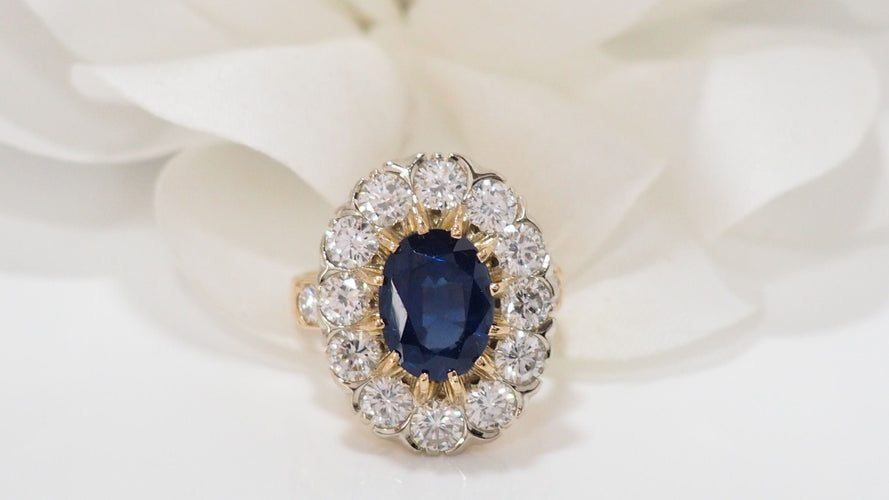 Bague 47.5 Bague Pompadour Or jaune Saphir Diamants 58 Facettes 32191