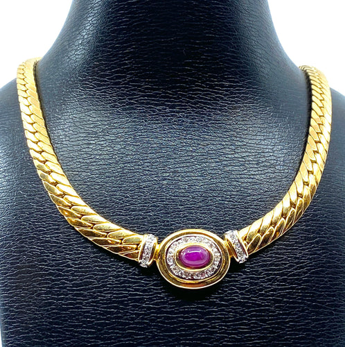 Collier Collier rubis cabochon diamants 58 Facettes