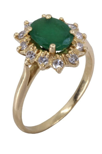 Bague 53 BAGUE POMPADOUR ÉMERAUDE ET DIAMANTS 58 Facettes 078181