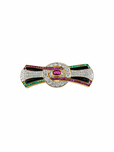 Broche Broche Rubis Diamants Emeraudes Onyx 58 Facettes