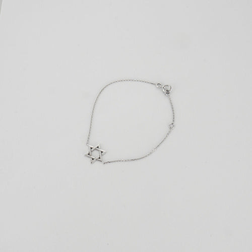 Bracelet Bracelet étoile de David or blanc 58 Facettes