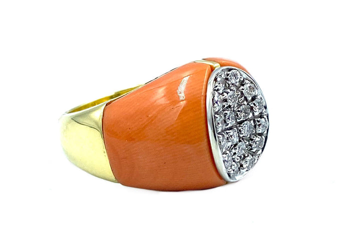 Bague Bague 1970 or et corail 58 Facettes
