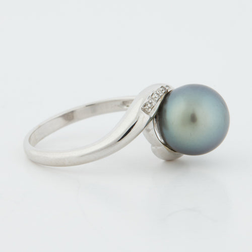 Bague 52 Bague Or blanc Perle Diamants 58 Facettes REF 5032/34