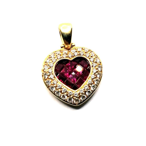 Pendentif PENDENTIF COEUR RUBIS DIAMANTS 58 Facettes 3334